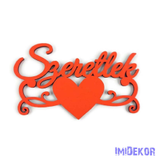 Szeretlek festett fa felirat szívvel 5,5x9cm 5db/csomag - Piros dekorációs kellék