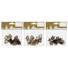  Szétszórható fa dekoráció 13 darab 1 cm natúr többféle változatban karácsonyi dekoráció