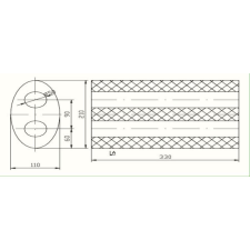 Sziklai Univerzális ovál kipufogódob, O50, 350x210x120mm, 1beeltolt1ki kipufogó alkatrész