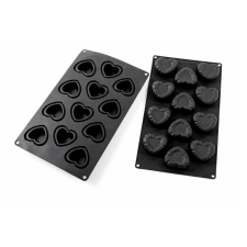  Szilikon Süti- és Mousse Forma – Szív minta, 12 részes sütés és főzés