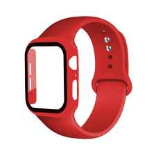 Szilikon szíj és védőtok Apple Watch órához, 38 mm - piros okosóra kellék