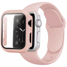 Szilikon szíj+ tok Apple Watch 44mm szilikon óraszíj és tok rózsaszín homok okosóra kellék