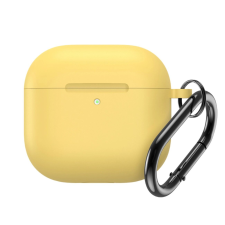 Szilikon Tok Airpods 4 Tokhoz, Sárga Karabinerrel fülhallgató, fejhallgató tok