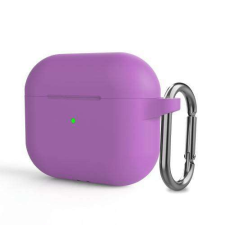 Szilikon védő tok Apple AirPods 3-hoz - karabiner, töltőnyílás - LILA fülhallgató, fejhallgató tok