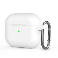 Szilikon védő tok Apple AirPods 3 MME73ZM/A - karabiner, töltőnyílás - FEHÉR fülhallgató, fejhallgató tok
