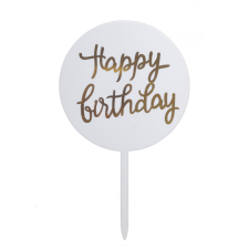 Sziluett tortadekoráció, torta beszúró – Happy Birthday – Fehér party kellék