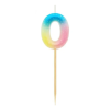  Színes 0-ás Pastel Ombre számgyertya, tortagyertya