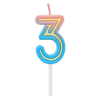  Színes 3-as Neon számgyertya, tortagyertya