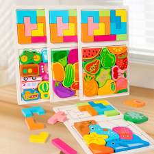 Színes 3D Fa Puzzle - Fejlesztő Játék Gyerekeknek, Fejleszti az Intelligenciát és Kreativitást puzzle, kirakós