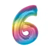  Színes 6-os Rainbow szám fólia lufi 92 cm