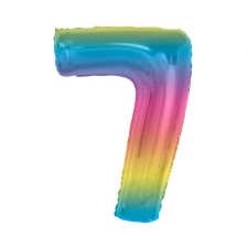  Színes 7-es Rainbow szám fólia lufi 92 cm party kellék