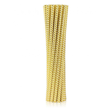 SZÍNES Arany Gold Chevron papír szívószál 12 db-os party kellék