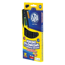  Színes ceruza ASTRA fekete hatszögletű testű 12 szanű ajándék hegyezővel színes ceruza