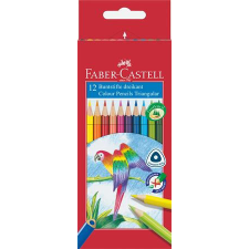  Színes ceruza készlet, háromszögletű, FABER-CASTELL &quot;Papagáj&quot;, 12 különböző szín színes ceruza