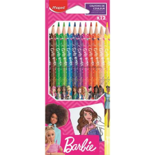 Színes ceruza készlet, háromszögletű, MAPED "Barbie", 12 különböző szín színes ceruza