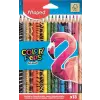  Színes ceruza készlet, háromszögletű, MAPED "Color'Peps Animal", 18 különböző szín