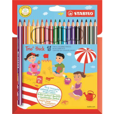  Színes ceruza készlet, háromszögletű, vastag, STABILO &quot;Trio thick&quot;, 18 különböző szín színes ceruza