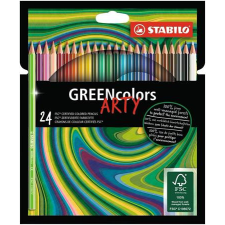  Színes ceruza készlet, hatszögletű, STABILO &quot;GreenColors ARTY&quot;, 24 különböző szín színes ceruza