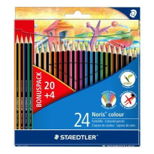 SZÍNES ceruza készlet, hatszögletű, STAEDTLER "Noris Colour", 20+4 különböző szín (TS185C24P) színes ceruza
