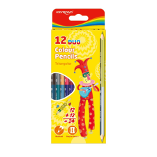 Színes ceruza készlet kétvégű, háromszögletű Keyroad Duo 12 klf. szín színes ceruza