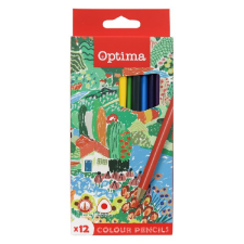  Színes ceruza OPTIMA háromszögletű vékony 12 db/készlet színes ceruza