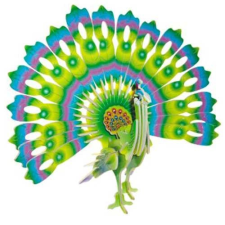 Színes fa 3D puzzle páva puzzle, kirakós