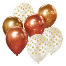  Színes Gold-Copper léggömb, lufi szett 7 db-os 12 inch (30cm) party kellék