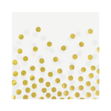 SZÍNES Gold Dots White, Pöttyös szalvéta 12 db-os 33x33 cm party kellék
