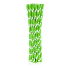 SZÍNES Green Polka Dots, Zöld papír szívószál 24 db-os party kellék