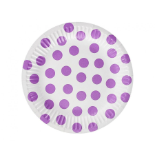 SZÍNES Lavender Polka Dot, Pöttyös papírtányér 6 db-os 18 cm party kellék