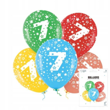 SZÍNES LÉGGÖMBÖKBŐL ÁLLÓ KÉSZLET A 7-ES SZÁMMAL EGY SZÜLETÉSNAPI PARTIRA party kellék