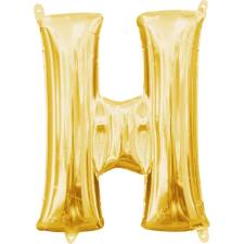 SZÍNES Mini H betű Fólia lufi, Gold 33 cm party kellék