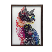 SZÍNES MOZAIK ARANY KERETBEN 60x90 CM fali plakát macska grafika, keretezett kép