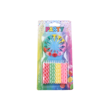  Színes Party Gyertyák 24 db + Tartók 12 db party kellék