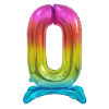  Színes Rainbow 0-ás szám fólia lufi talppal 74 cm
