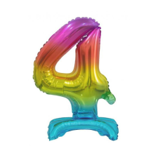  Színes Rainbow mini 4-es szám fólia lufi talppal 38 cm party kellék