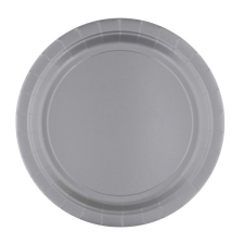 SZÍNES Silver, Ezüst papírtányér 8 db-os 23 cm party kellék