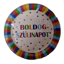 Színes szélű boldog szülinapos felíratú papírtányér 10 db/ csomag sütés és főzés