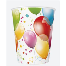 SZÍNES Színes lufis Balloons papír pohár 8 db-os 250 ml party kellék