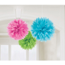 SZÍNES Színes Multicolour függő pom pom dekoráció 3 db-os party kellék