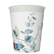 SZÍNES Virág Eucalyptus Twigs papír pohár 8 db-os 250 ml party kellék
