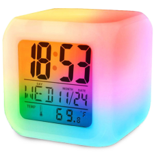 Színváltós LCD kijelzős ébresztőóra hőmérővel ébresztőóra