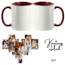 Szív alakú fotókollázs II., kétoldalas fényképes bögre - 1 db bögrék, csészék