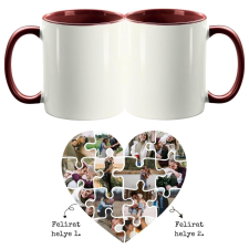  Szív alakú fotókollázs, kétoldalas fényképes bögre - 1 db bögrék, csészék