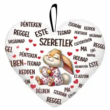  Szív alakú párna, Szeretlek mindig, nyuszika lakástextília