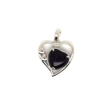 Szív medál fémmel Goldstone kék 2,5x2,5cm medál