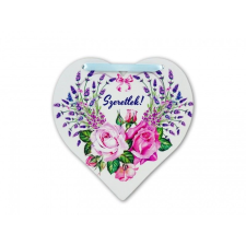  Szív tábla Szeretlek! virágkoszorú 20cm 02218 - Falikép grafika, keretezett kép