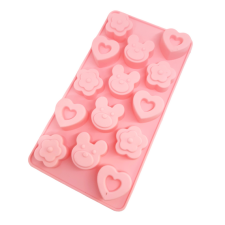  Szív, virág, maci, szilikon bonbon forma, 14 adagos sütés és főzés