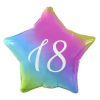  Szivárvány Happy Birthday 18 Rainbow csillag fólia lufi 44 cm