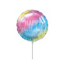  Szivárvány Happy Birthday Pastel fólia lufi 36 cm (WP) party kellék
